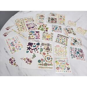 lisa frank‎ temporary tattoos Sheets lot y2k glitter butterfly flower rainbow